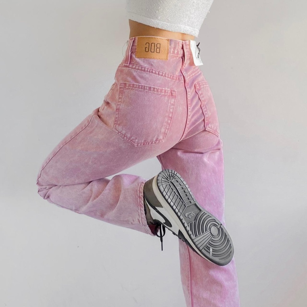 BDG Pink Acid-Wash Straight-Leg Jeans